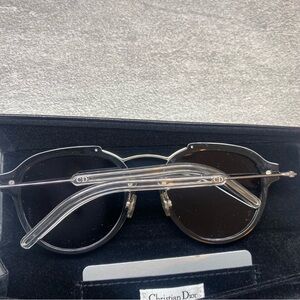 Christian Dior Eclat Women’s Round Sunglasses Black Silver RMGP9 Italy 60-13 135